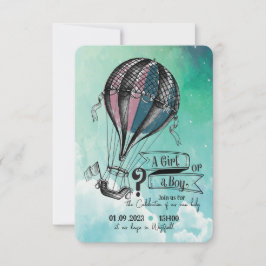 Cute Luftballong Gender Reveal Inbjudan