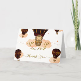 Cute Luftballong Jungle Lejon Boy Shower Tack Kort