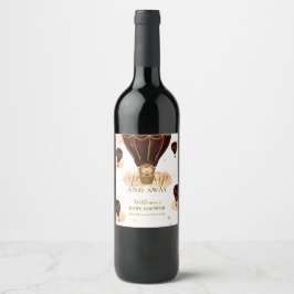 Cute Luftballong Jungle Lejon Boy Shower Vinflaska Etikett