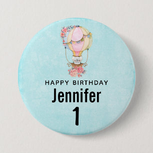 Cute Luftballong Watercolor Birthday Knapp