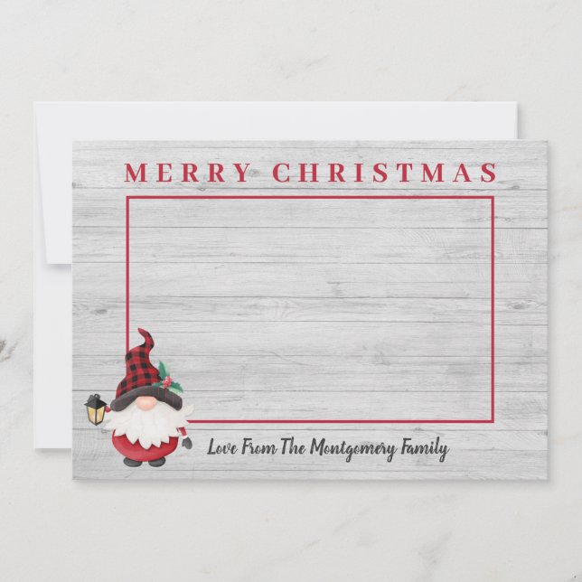 Cute Lumberjack Gnome-Anpassningsbarna Foto jul Julkort (Framsida)