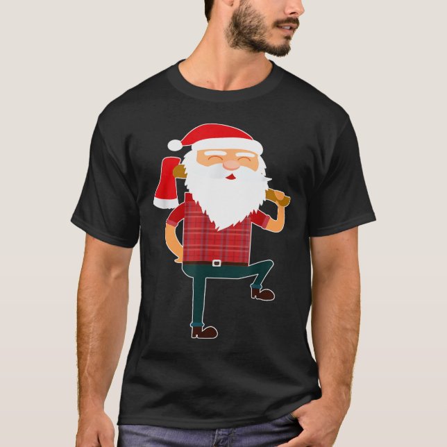 Cute Lumberjack Santa Funny Ugly Christmas Axe Hat T Shirt (Framsida)