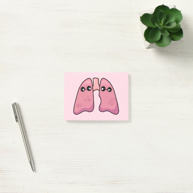 Cute Lungs - Humanbiologi Post-it Block (Kontor)