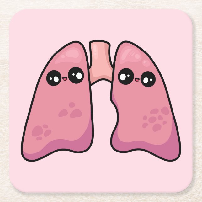 Cute Lungs - Humanbiologi Underlägg Papper Kvadrat (Framsidan)