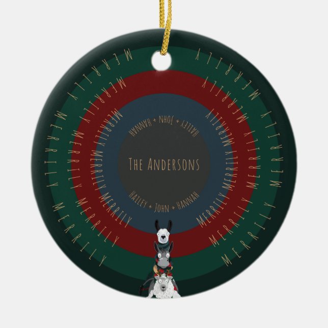 Cute, Lusnyj, Roligt, Vinteranimala illustrationer Julgransprydnad Keramik (Framsidan)