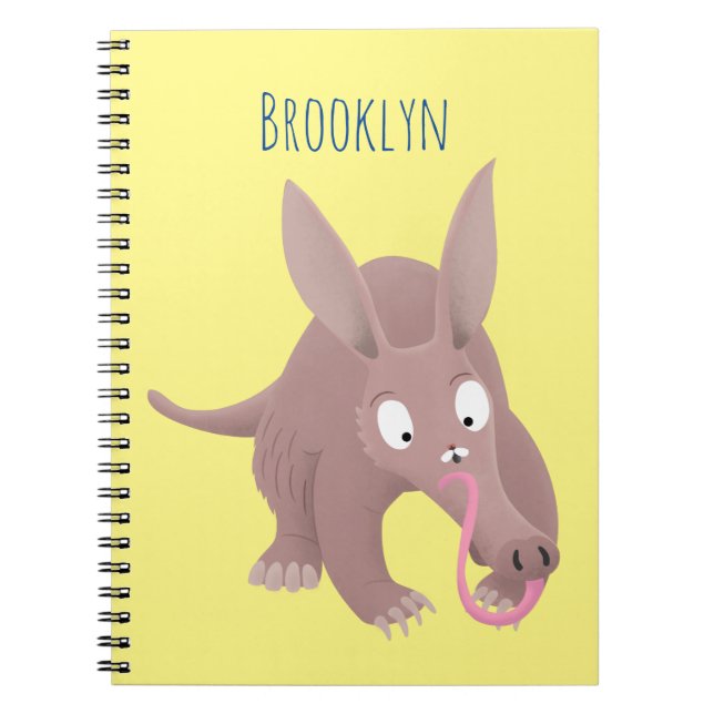 Cute lustig aardvark-tecknad anteckningsbok (Framsidan)