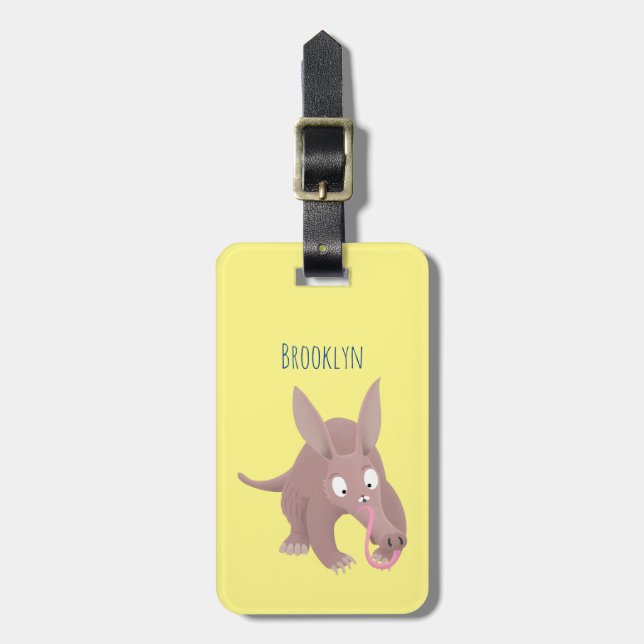 Cute lustig aardvark-tecknad bagagebricka (Vertikal Framsida)