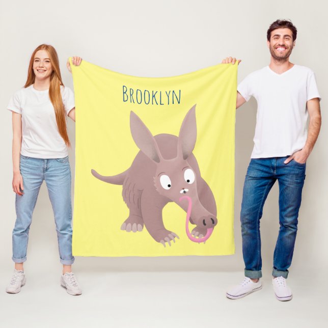Cute lustig aardvark-tecknad fleecefilt (På plats)
