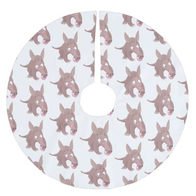 Cute lustig aardvark-tecknad julgransmatta borstad polyester (Framsidan)