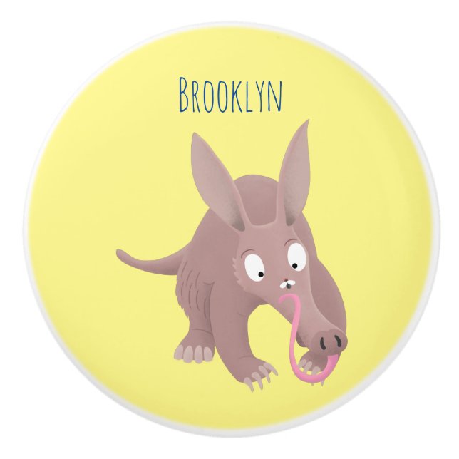 Cute lustig aardvark-tecknad knopp (Framsidan)