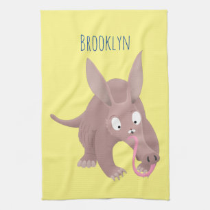 Cute lustig aardvark-tecknad kökshandduk
