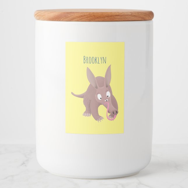 Cute lustig aardvark-tecknad mat etikett (Framsida)