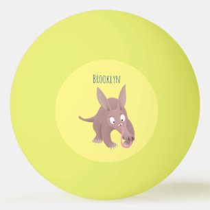 Cute lustig aardvark-tecknad pingisboll