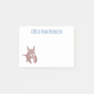 Cute lustig aardvark-tecknad post-it block