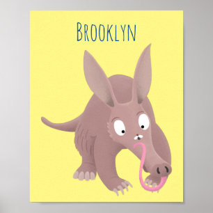 Cute lustig aardvark-tecknad poster