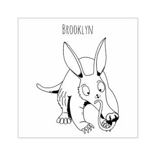 Cute lustig aardvark-tecknad stämpel