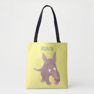 Cute lustig aardvark-tecknad tygkasse
