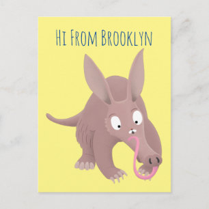 Cute lustig aardvark-tecknad vykort