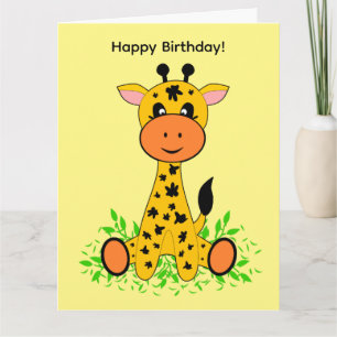 Cute lustig baby giraffe för födelsedag kort