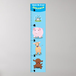 Cute lustig boskap-tecknad-tillväxtdiagram poster