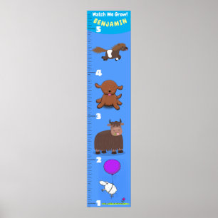 Cute lustig boskap-tecknad-tillväxtdiagram poster