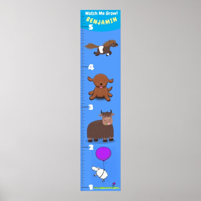 Cute lustig boskap-tecknad-tillväxtdiagram poster (Framsidan)