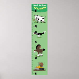 Cute lustig boskap-tecknad-tillväxtdiagram poster