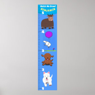 Cute lustig boskap-tecknad-tillväxtdiagram poster
