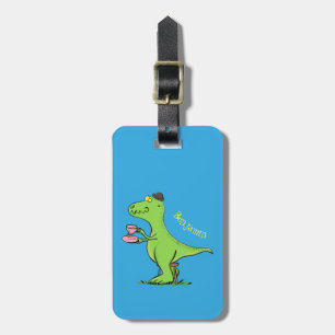 Cute lustig grönt för att rex dinosaur-tecknad bagagebricka