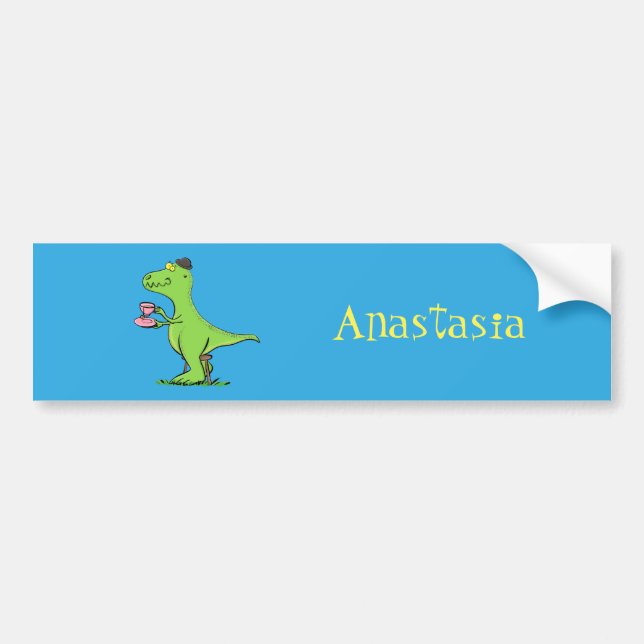 Cute lustig grönt för att rex dinosaur-tecknad bildekal (Framsidan)