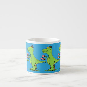 Cute lustig grönt för att rex dinosaur-tecknad espressomugg