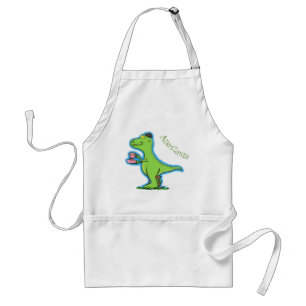 Cute lustig grönt för att rex dinosaur-tecknad förkläde