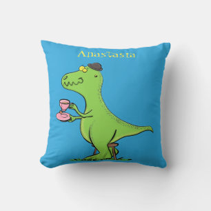 Cute lustig grönt för att rex dinosaur-tecknad kudde