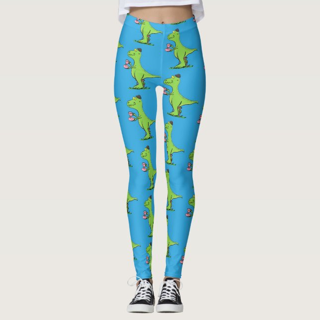 Cute lustig grönt för att rex dinosaur-tecknad leggings (Framsida)