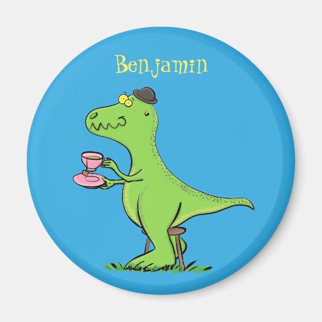 Cute lustig grönt för att rex dinosaur-tecknad magnet (Framsidan)
