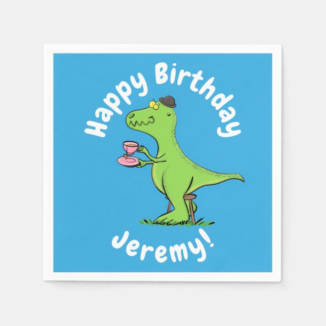 Cute lustig grönt för att rex dinosaur-tecknad pappersservett (Framsidan)