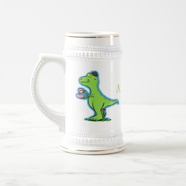 Cute lustig grönt för att rex dinosaur-tecknad sejdel (Vänster)