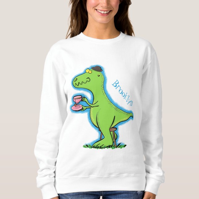 Cute lustig grönt för att rex dinosaur-tecknad t shirt (Framsida)
