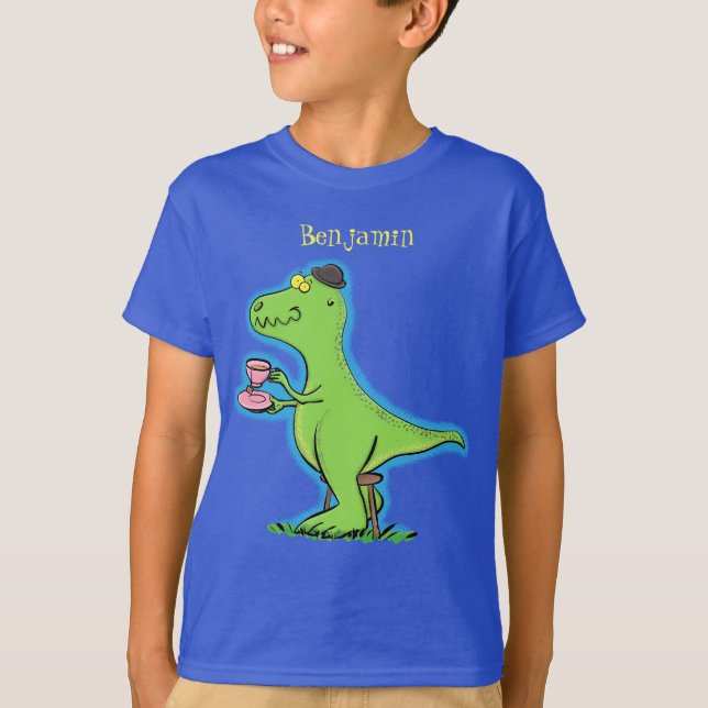 Cute lustig grönt för att rex dinosaur-tecknad t shirt (Framsida)