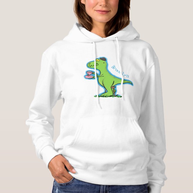 Cute lustig grönt för att rex dinosaur-tecknad t shirt (Framsida)