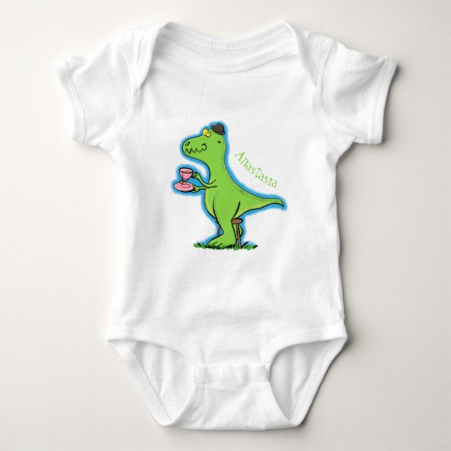 Cute lustig grönt för att rex dinosaur-tecknad t shirt (Framsida)