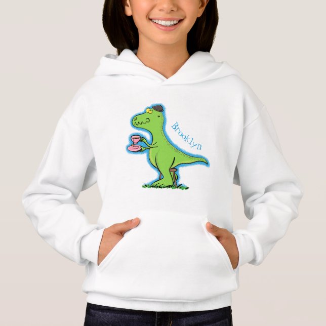 Cute lustig grönt för att rex dinosaur-tecknad t shirt (Framsida)