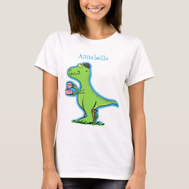 Cute lustig grönt för att rex dinosaur-tecknad t shirt (Framsida)