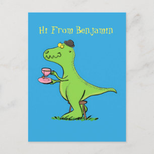 Cute lustig grönt för att rex dinosaur-tecknad vykort