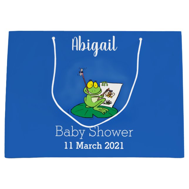 Cute lustig grönt groda tecknad illustration (Framsidan)