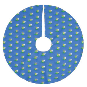 Cute lustig grönt groda tecknad illustration julgransmatta borstad polyester