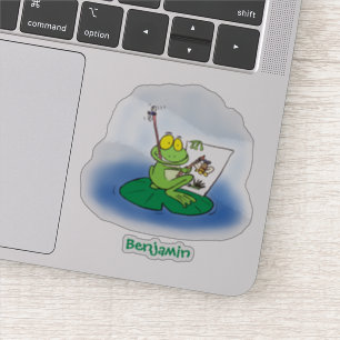 Cute lustig grönt groda tecknad illustration klistermärken