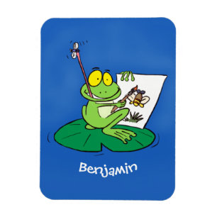 Cute lustig grönt groda tecknad illustration magnet