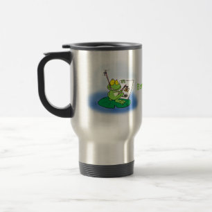 Cute lustig grönt groda tecknad illustration resemugg