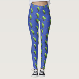 Cute lustig grönt lycklig chameleon-tecknad leggings